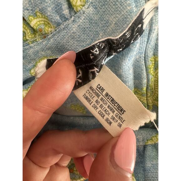 60’s 70’s D Lang Fashions ILGWU Blue Paisley Ruffle Neck Maxi Dress - Picture 8 of 10